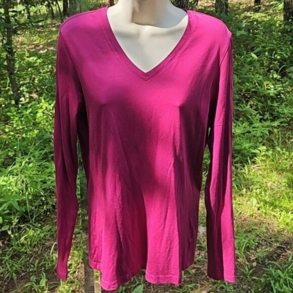 Lands' End Women's Small 6-8 V Neck Long Sleeve T-Shirt Used - Picture 1 of 10